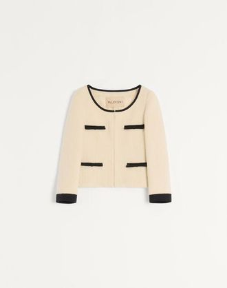 Valentino Giacca In Plain Wool Tweed Donna MANDORLA/NERO 44