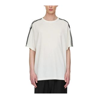 adidas Y-3 Short Sleeve Tee 3-Stripes - Heren - Sportshirts - Wit - M - Katoen - Fitness
