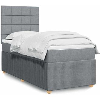 vidaXL Cama Box Spring Con Colch&oacute;n Tela Gris Claro 90x200 Cm Vidaxl