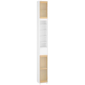SoBuy Sobuy Bzr34-b Mueble Columna De Ba&ntilde;o Con 5 Estantes 2 Puertas Y 1 Caj&oacute;n Azul