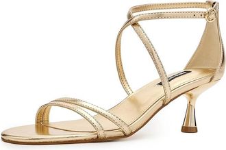 Nine West Jettie Womens Dress Sandals Gold Patent : 7.5 M, Faux Leather