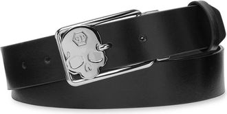 Philipp Plein Leather Belt - Heren - Riemen - Zwart - 85 CM - Leer - Accessoires