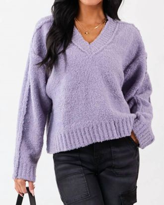 Le Lis Blanc Deux Raglan Oversized Fuzzy Sweater In Light Purple