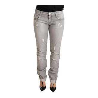 Acht Slim-fit Jeans, female, Gray, Size: W26 Tattered Cotton Slim Fit Folded Hem Jeans