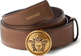 Versace Brown Solid Buckle Belt