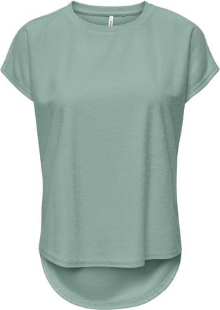 Only Kurzarmshirt ONLY ONLMOLLY S/S O-NECK DOBBY TOP JRS, Damen, Gr. XL, jadeite, Jersey, Obermaterial: 80% Polyester, 20% Viskose, unifarben, regular fit 