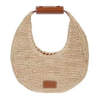Staud Handbags, female, Beige, Size: ONE SIZE Raffia Tote Bag with Moon Design