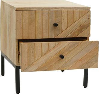 Hhg Nunca Usado] Mesilla De Noche Hhg 181, Mesilla De Noche Armario, Caj&oacute;n Madera De Mango 51x45x40cm Certificado Mvg, Natural