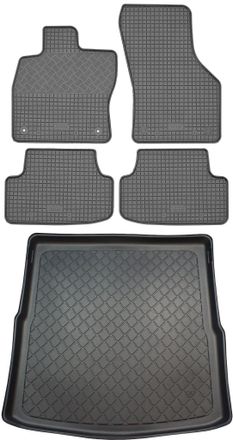 OEM Volkswagen Golf Vii Variant Kombi (5 Puertas) De 09.2013 A 06.2020 Set - Alfombrillas De Goma Para Coche + Alfombrilla Para Maletero
