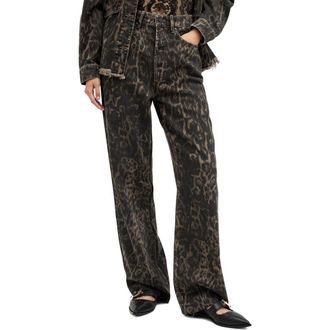 AllSaints Blake Print Wide Leg Jeans in Jinx Golden Brown at Nordstrom Rack, Size 30