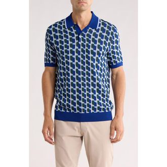 Ted Baker Rossio Geo Zip Polo in Navy at Nordstrom Rack, Size 7(3Xl)