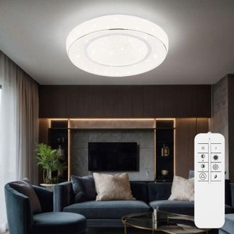 Globo Lighting Plafoniera dimmerabile con telecomando Plafoniera led da soggiorno in cristallo, effetto cielo stellato, temperatura colore regolabile con