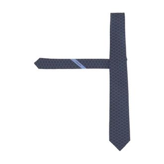 Ferragamo Gancini Printed Silk Tie - male - Ferragamo - Ties - Blue - ONE SIZE - Accessories