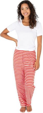 Leveret Womens Fleece Printed Holiday Pajama Pants in Striped Red & White at Nordstrom, Size X-Small