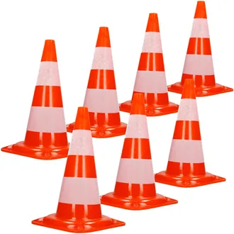 ECD Germany Ecd Germany - 7x Cono De Tr&aacute;fico Obra Pieza De Se&ntilde;alizaci&oacute;n Emergencia Color Naranja Y Blanco 47 Cm De Altura En Pvc Fuerte Y Robusto Pil&oacute;n De Segurid