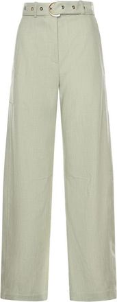 Pinko Wijde broek - Dames - Wijde Broeken - Grijs - XS - Leer - Broeken