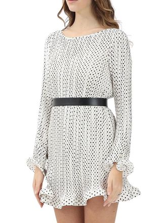 Simona Corsellini Pleated White Dress with Ruffled Puff Sleeves