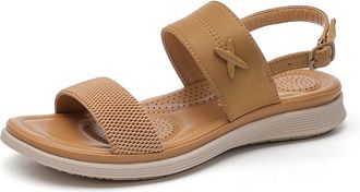 Generic Summer Womens Casual Sandals with Adjustable Buckle for Beach Walking and Everyday Comfortable Massage Footwear (Brown, 7.5)