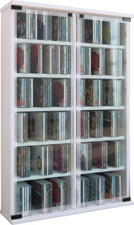 ebuy24 Ebuy24 - Vcm Cd Shelf Wood Gabinete De Cd Con Puertas De Vidrio De Seguridad Esg Para 300 Cd O 130 Dvds 72-videos Dimensiones: Al. 92 X An. 60 X P. 18