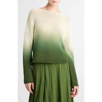 Vince Dip Dye Cotton Blend Sweater in Sea Dew Combo at Nordstrom, Size Xx-Small