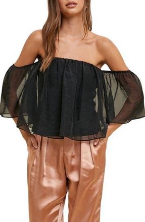 Wishlist Off the Shoulder Organza Top in Black at Nordstrom Rack, Size Medium