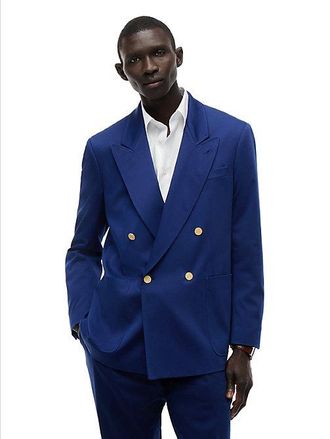 Tommy Hilfiger Gold-Tone Button Regular Fit Satin Blazer