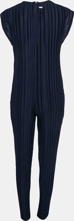 A|X Armani Exchange Navy Blue Plisse Sleeveless Jumpsuit