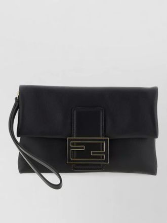 Fendi mamma baguette lamb leather clutch bag