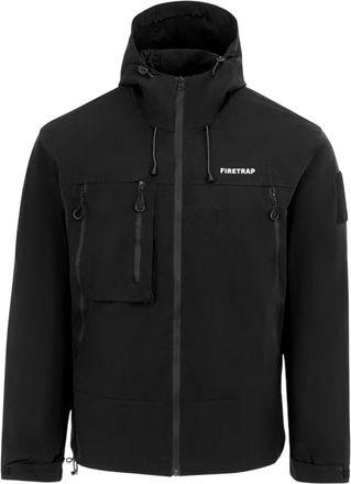 Firetrap Heren Winddichte Hoodie Windbreaker (Zwart)