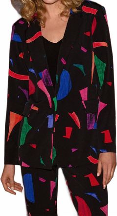Joseph Ribkoff Abstract Print Blazer In Black Multi