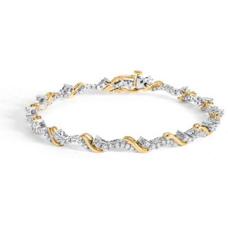 House of Brilliance 10K Yellow and White Gold 2.00 Cttw Diamond S Link Bracelet at Nordstrom