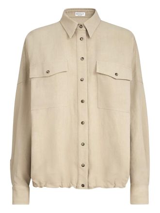 Brunello Cucinelli patch-pocket twill shirt - Beige