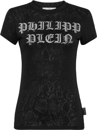 Philipp Plein T-Shirt Slim Fit - Dames - T-shirts - Zwart - XS - Katoen - Tops
