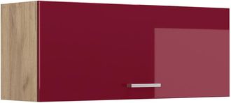 Vicco Armario Colgante R-line, Rojo De Alto Brillo/roble Dorado, 100 Cm Plano, Vicco