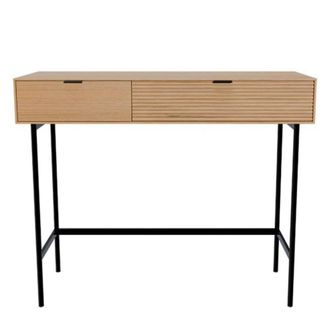 Koketto Home Consola recibidor de dos cajones en madera de roble y patas negras