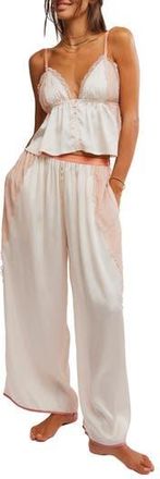 Free People Anywhere With You Satin Camisole Pajamas in Jett Stream at Nordstrom Rack, Size X-Large