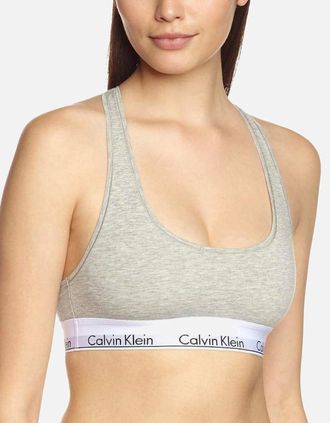 Calvin Klein Womens Modern Cotton Bralette, Grey Heather - Size: 18/16