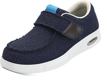 Generic Barefoot Diabetic Shoes for Women Men Wide Toe Adjustable Walking Footwear Non-Slip for Edema Swollen Feet,Blue,10.5 UK