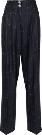 Genny high-waisted pinstriped trousers - women - Viscose/Virgin Wool/Polyester/Elastane/Other fibres/Polyester - 40 - Blue