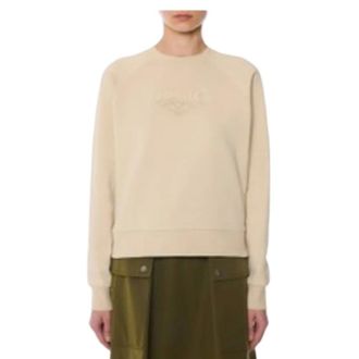 Moncler Felpa in cotone con logo frontale - - Sweatshirts & Hoodies - Donna - Beige - L