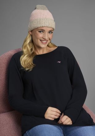 Kangaroos Langarmshirt KANGAROOS, Damen, Gr. 40/42, schwarz, Obermaterial: 54% Baumwolle, 38% Polyester, 8% Elasthan, figurumspielend h&uuml;ftbedeckend, Rundhals, R