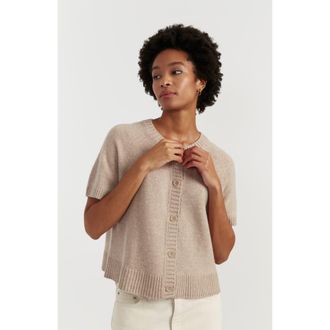 Chinti and Parker Lightweight Wool-Cashmere Button-Front Tee in Soft Oat at Nordstrom, Size X-Small