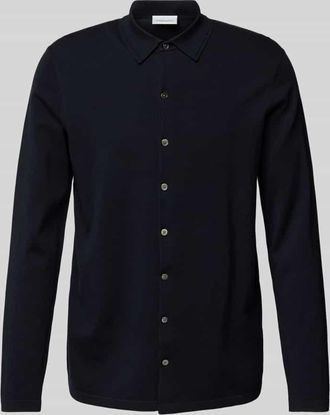 Profuomo Cardigan mit Polokragen in Marine, Gr&ouml;&szlig;e XXL