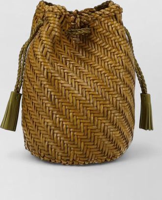 Dragon Diffusion bucket bag woven texture tassel long strap