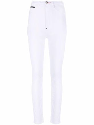 Philipp Plein Jeans skinny a vita alta - Bianco