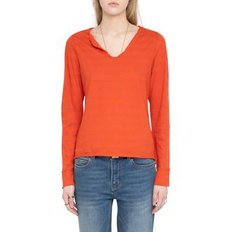 Zadig&Voltaire Tunisien Voltaire Stripe Top in Spice at Nordstrom, Size X-Small