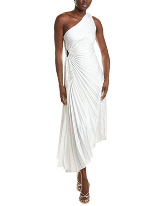 Nicole Miller Accordion Pleated One-Shoulder Midi Dress