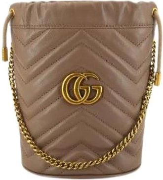Gucci Pre-owned GG Marmont Bucket Bag - Pre-owned - Mujer - Beige - ONE SIZE