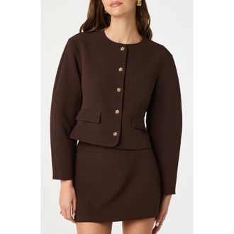 ASTR the Label Curve Sleeve Jacket in Brown at Nordstrom Rack, Size X-Large