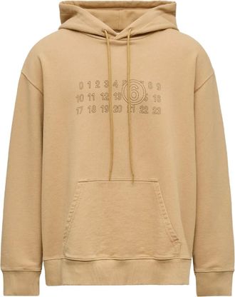 Maison Margiela Felpa con ricamo e cappuccio - Toni neutri